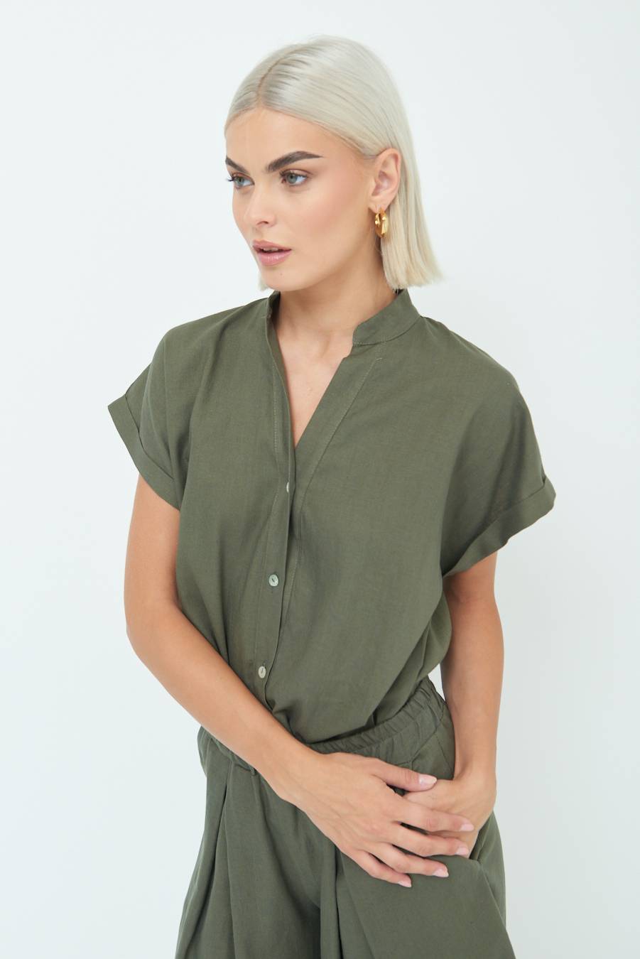 Kikisix CAMICIA MANICA ALETTA VERDE MILITARE