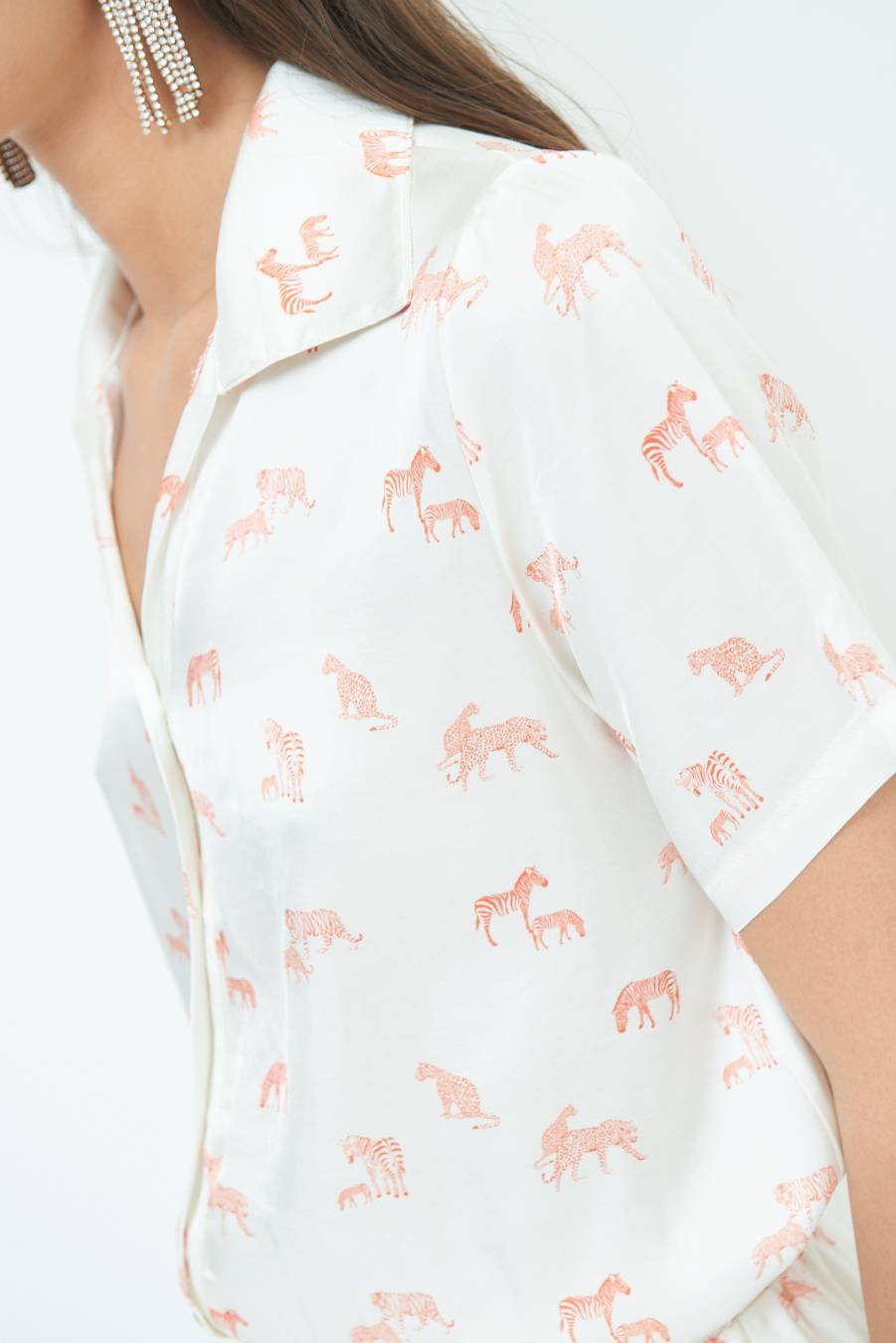 Kikisix CAMICIA MEZZA MANICA STAMPA ARANCIO