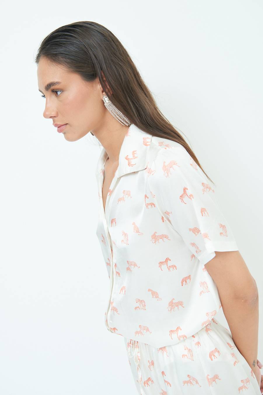 Kikisix CAMICIA MEZZA MANICA STAMPA ARANCIO