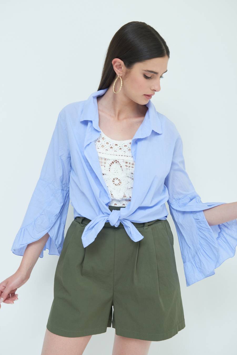 Kikisix CAMICIA MUSSOLA CON NODO AZZURRO