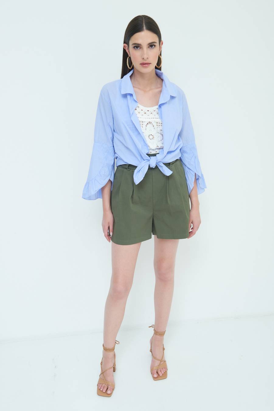 Kikisix CAMICIA MUSSOLA CON NODO AZZURRO