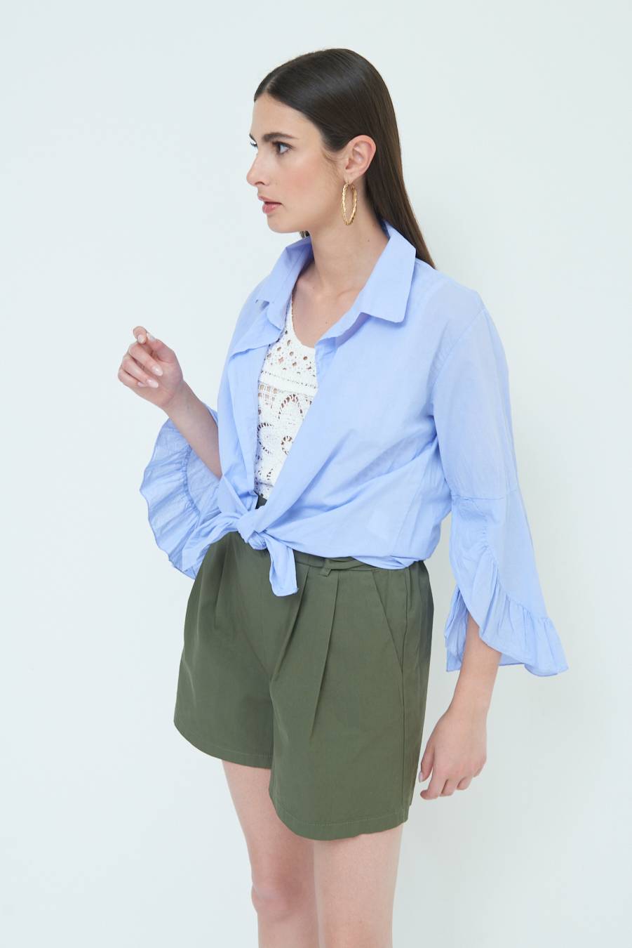 Kikisix CAMICIA MUSSOLA CON NODO AZZURRO