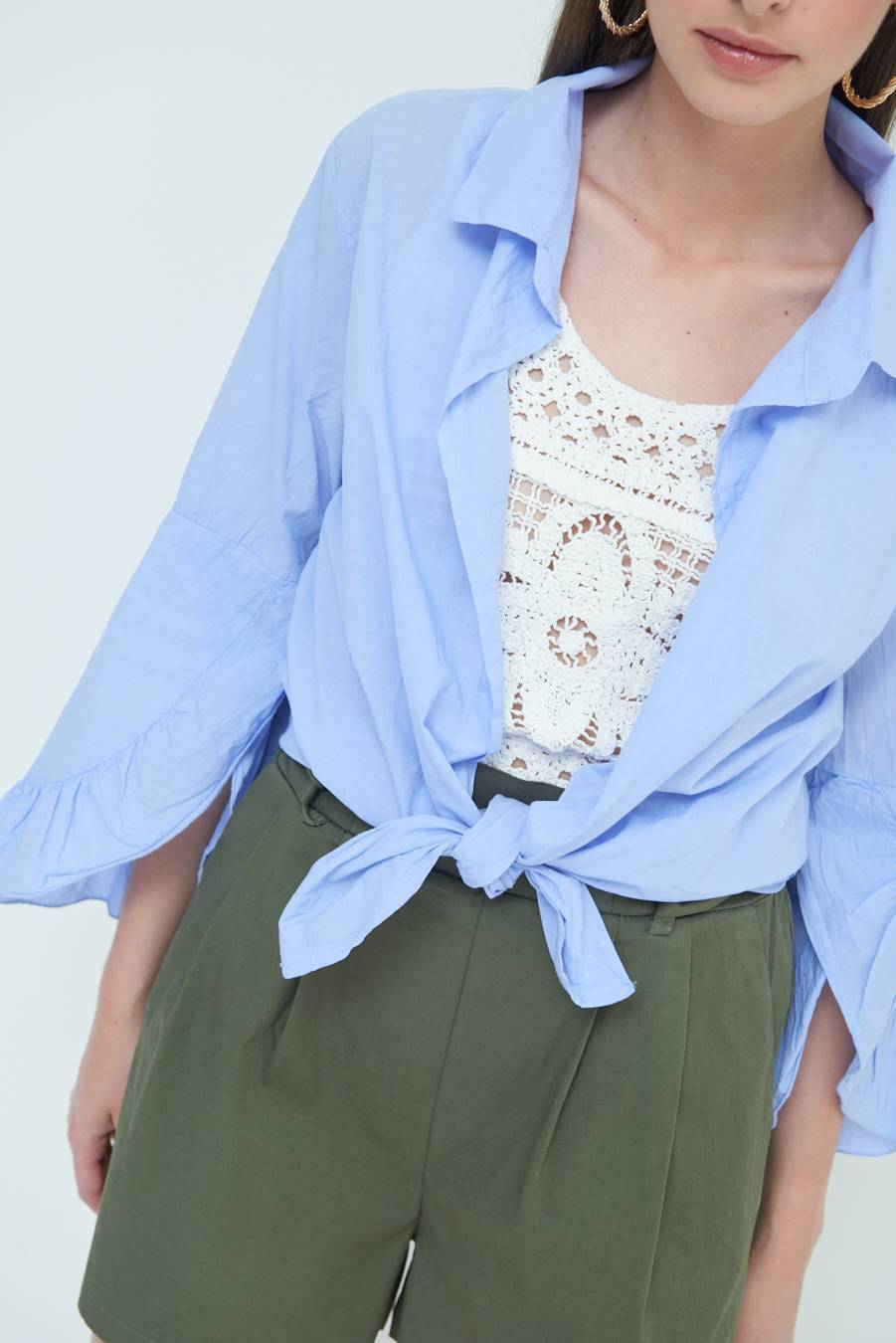 Kikisix CAMICIA MUSSOLA CON NODO AZZURRO