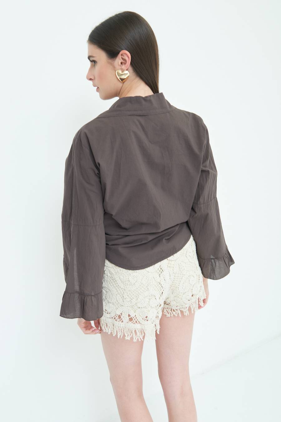 Kikisix CAMICIA MUSSOLA CON NODO CIOCCOLATO