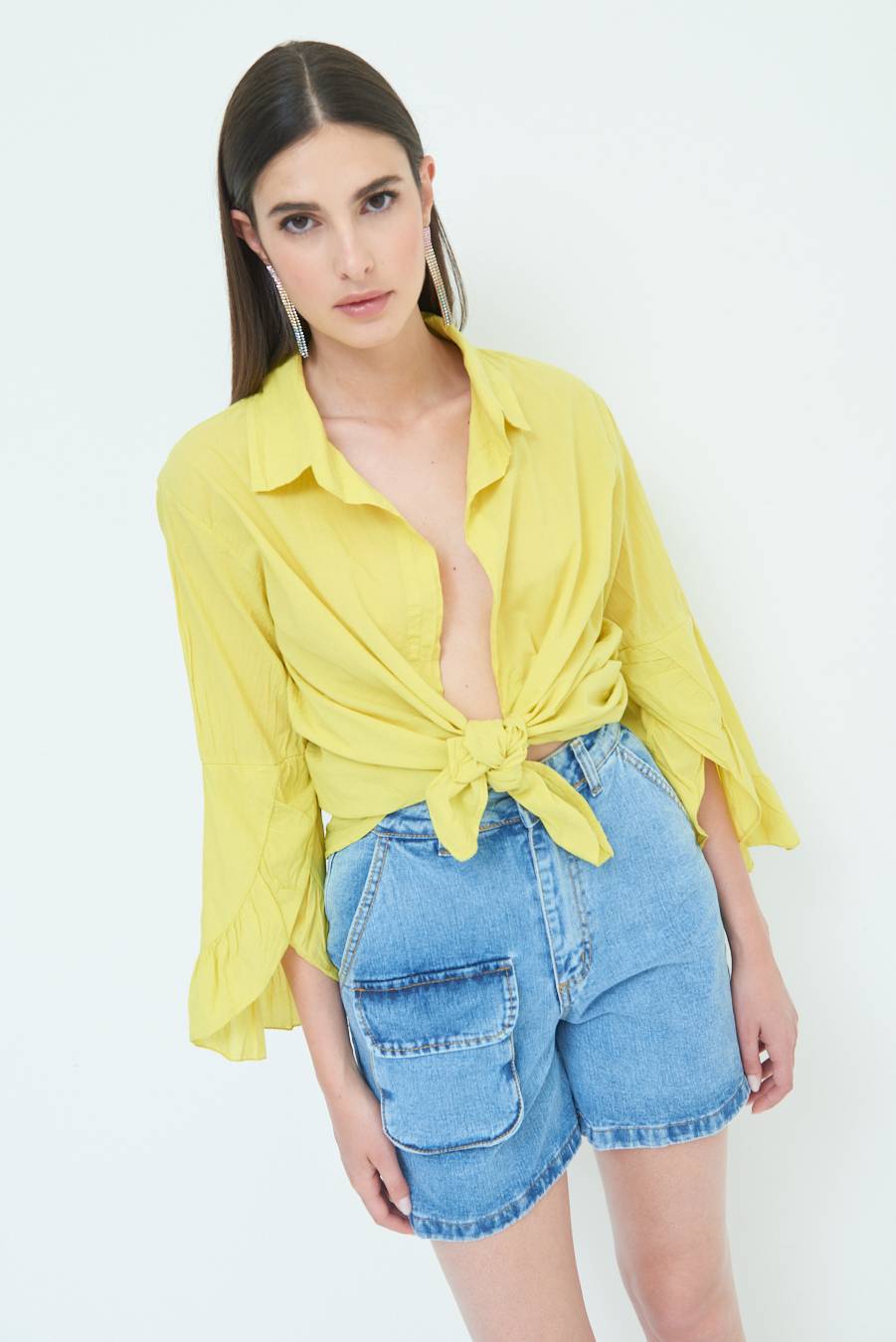 Kikisix CAMICIA MUSSOLA CON NODO LIMONE