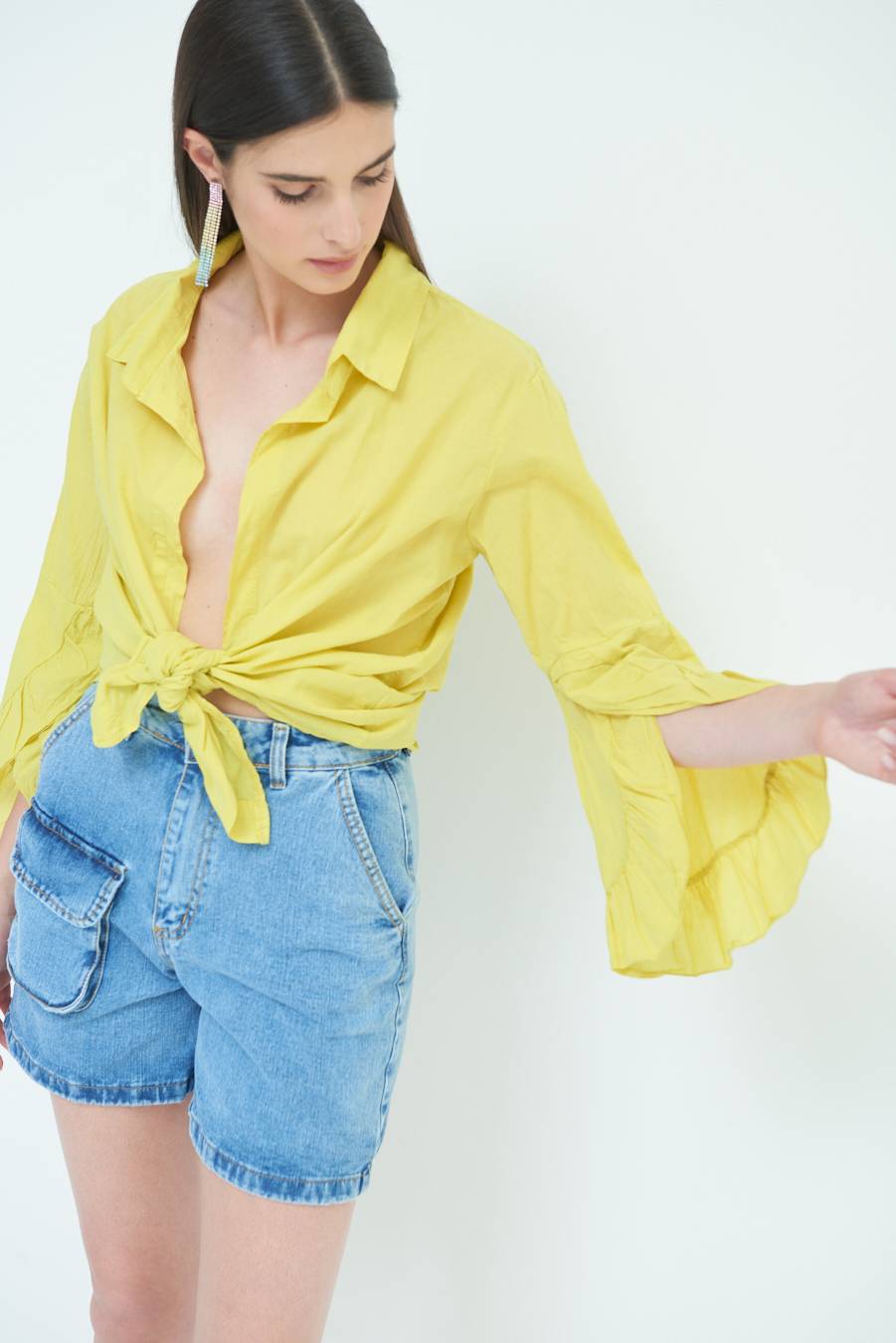 Kikisix CAMICIA MUSSOLA CON NODO LIMONE