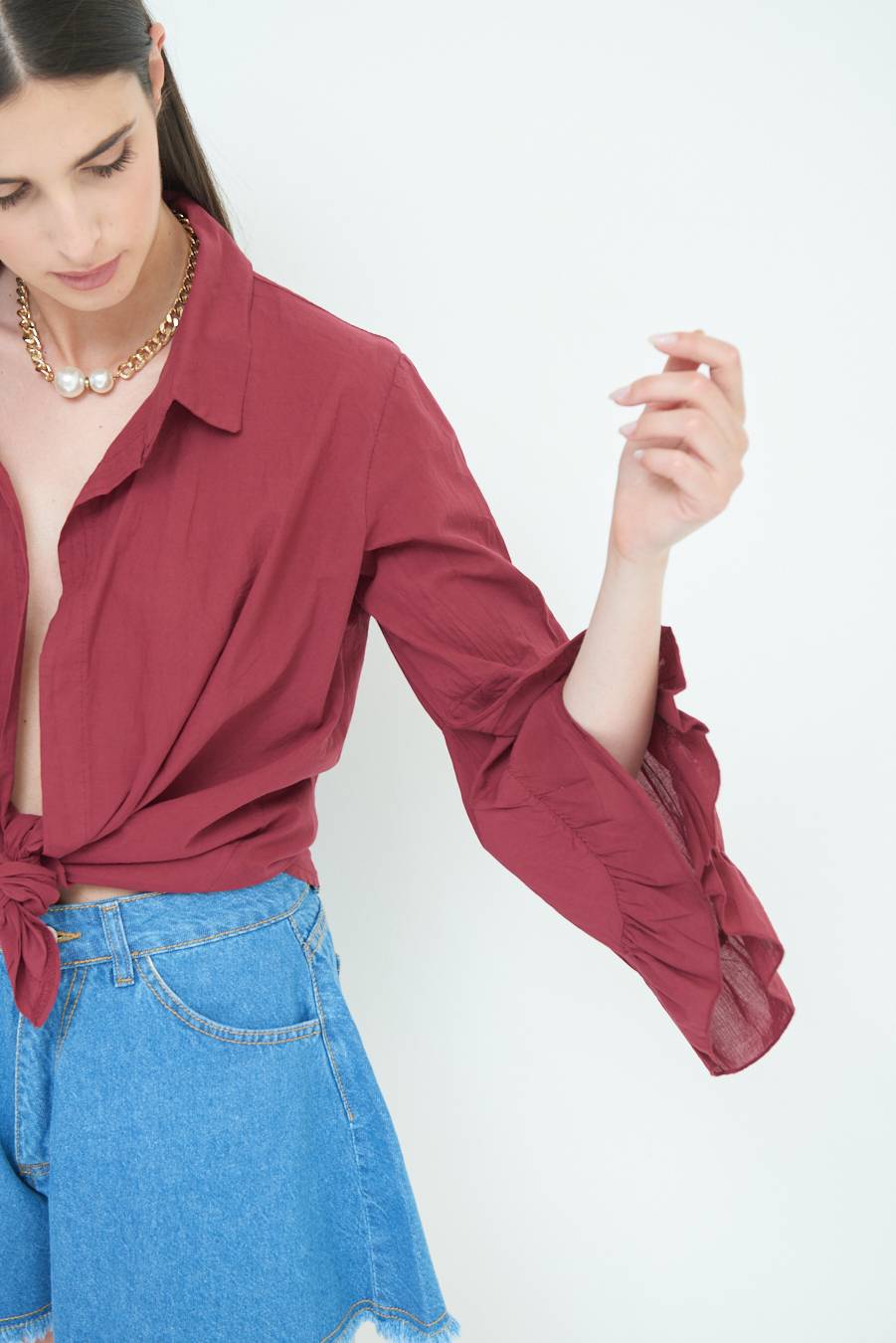 Kikisix CAMICIA MUSSOLA CON NODO ROSSO INDIA