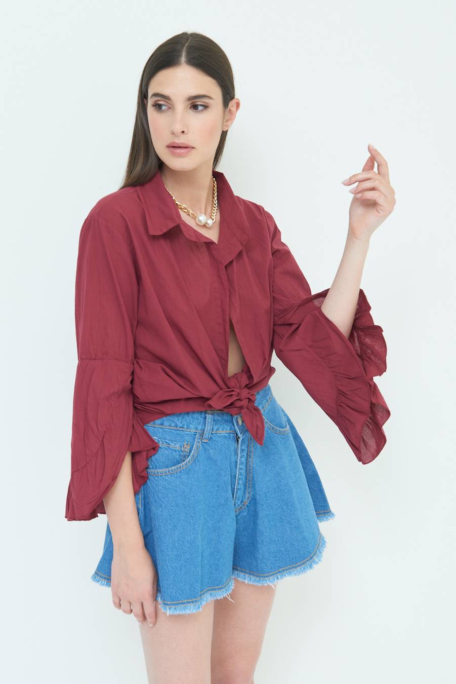 Kikisix CAMICIA MUSSOLA CON NODO ROSSO INDIA
