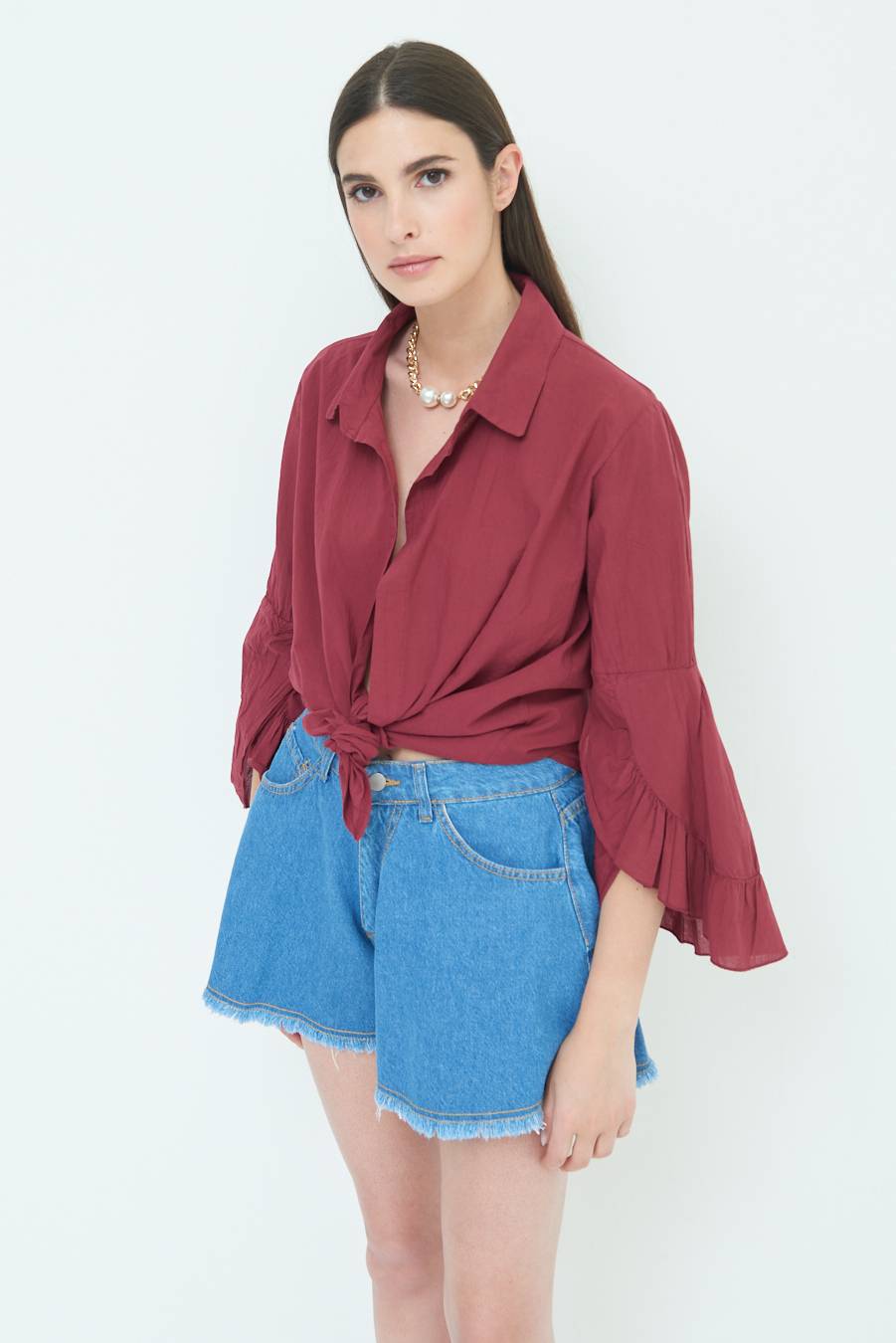 Kikisix CAMICIA MUSSOLA CON NODO ROSSO INDIA