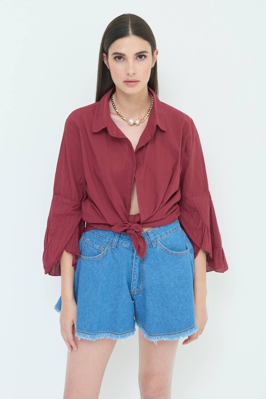 Kikisix CAMICIA MUSSOLA CON NODO ROSSO INDIA