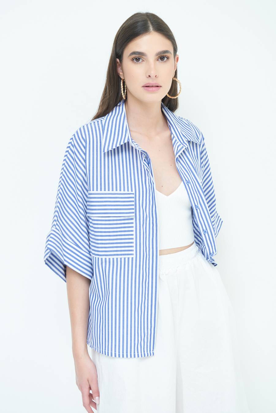 Kikisix CAMICIA OVER CON TASCHE BLU