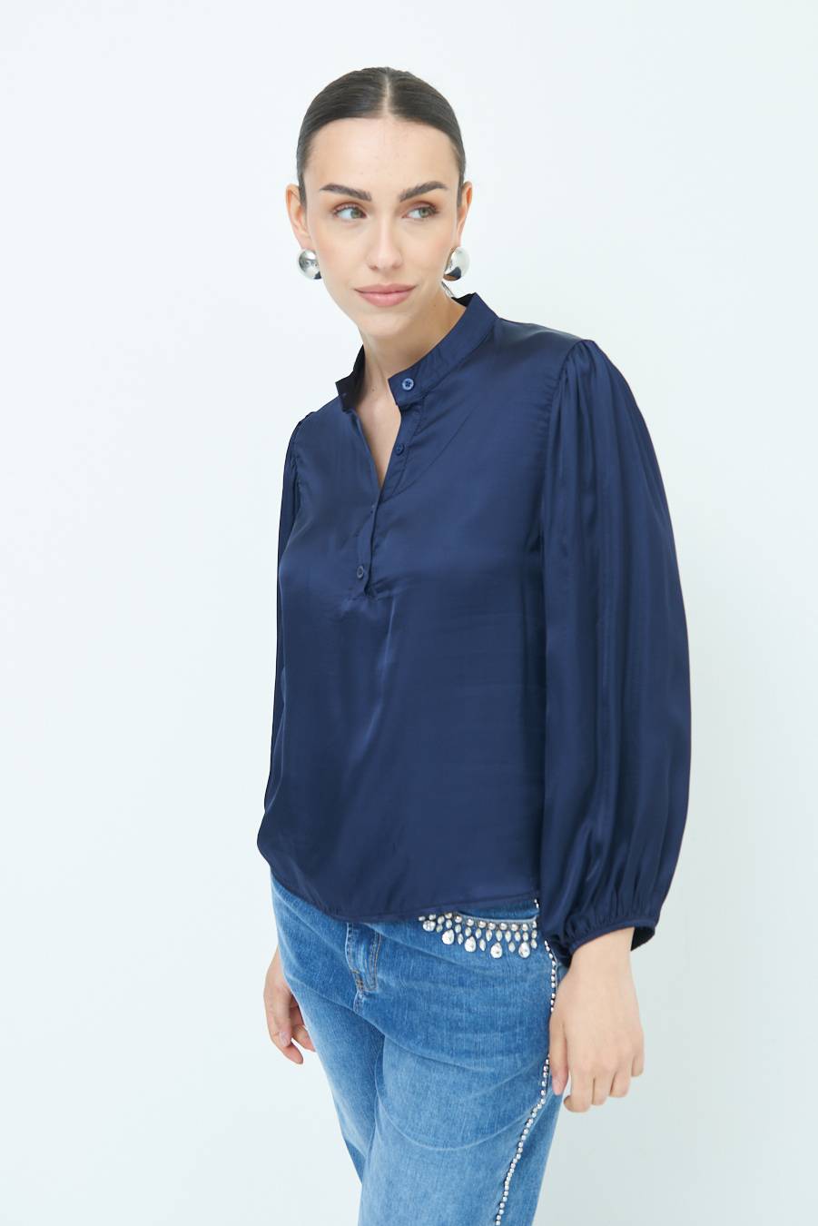 Kikisix CAMICIA POLO RASO VISCOSA BLU