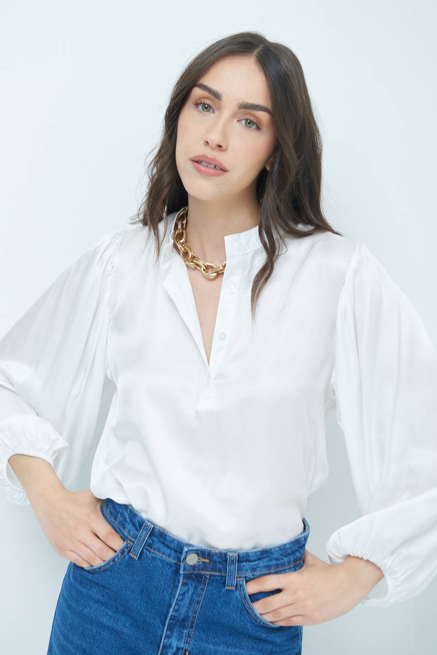 Kikisix CAMICIA POLO RASO VISCOSA BURRO