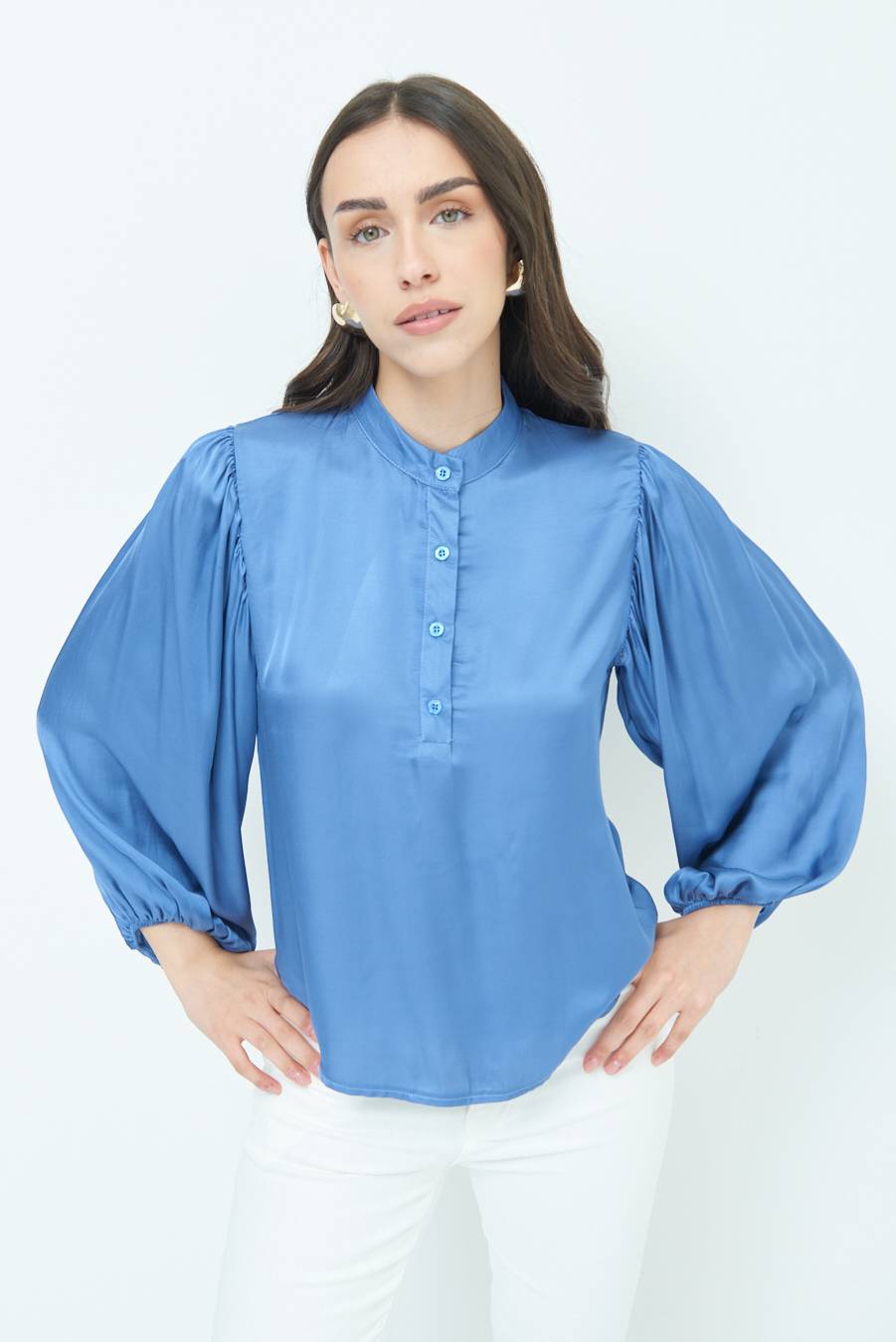 Kikisix CAMICIA POLO RASO VISCOSA POLVERE