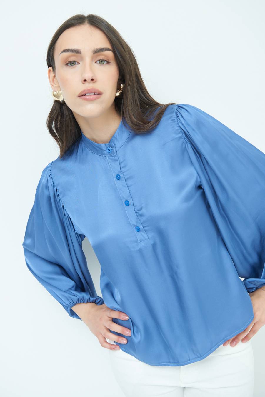 Kikisix CAMICIA POLO RASO VISCOSA POLVERE