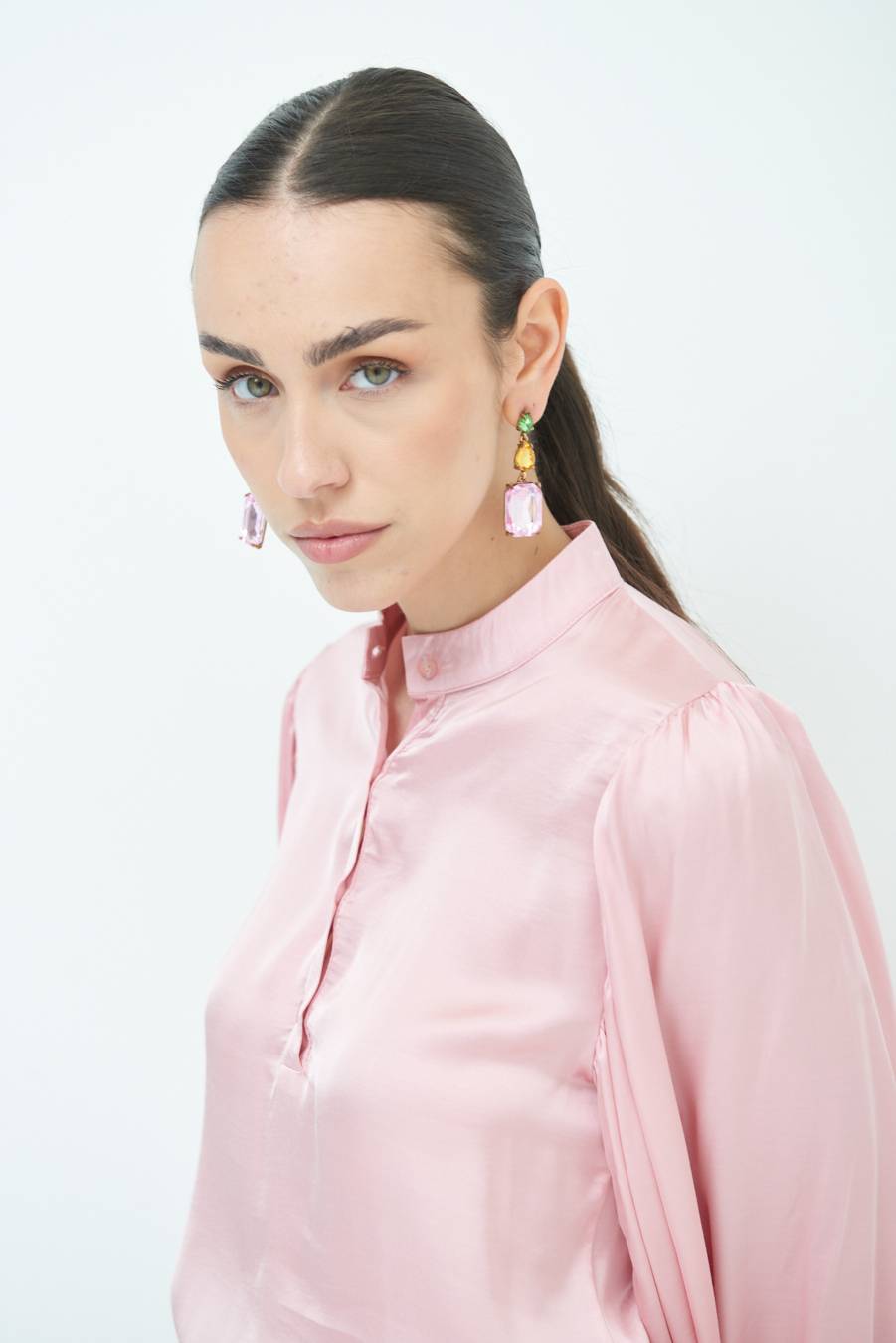 Kikisix CAMICIA POLO RASO VISCOSA ROSA