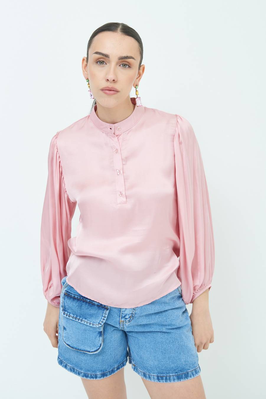 Kikisix CAMICIA POLO RASO VISCOSA ROSA