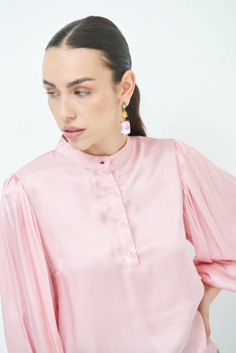 Kikisix CAMICIA POLO RASO VISCOSA ROSA