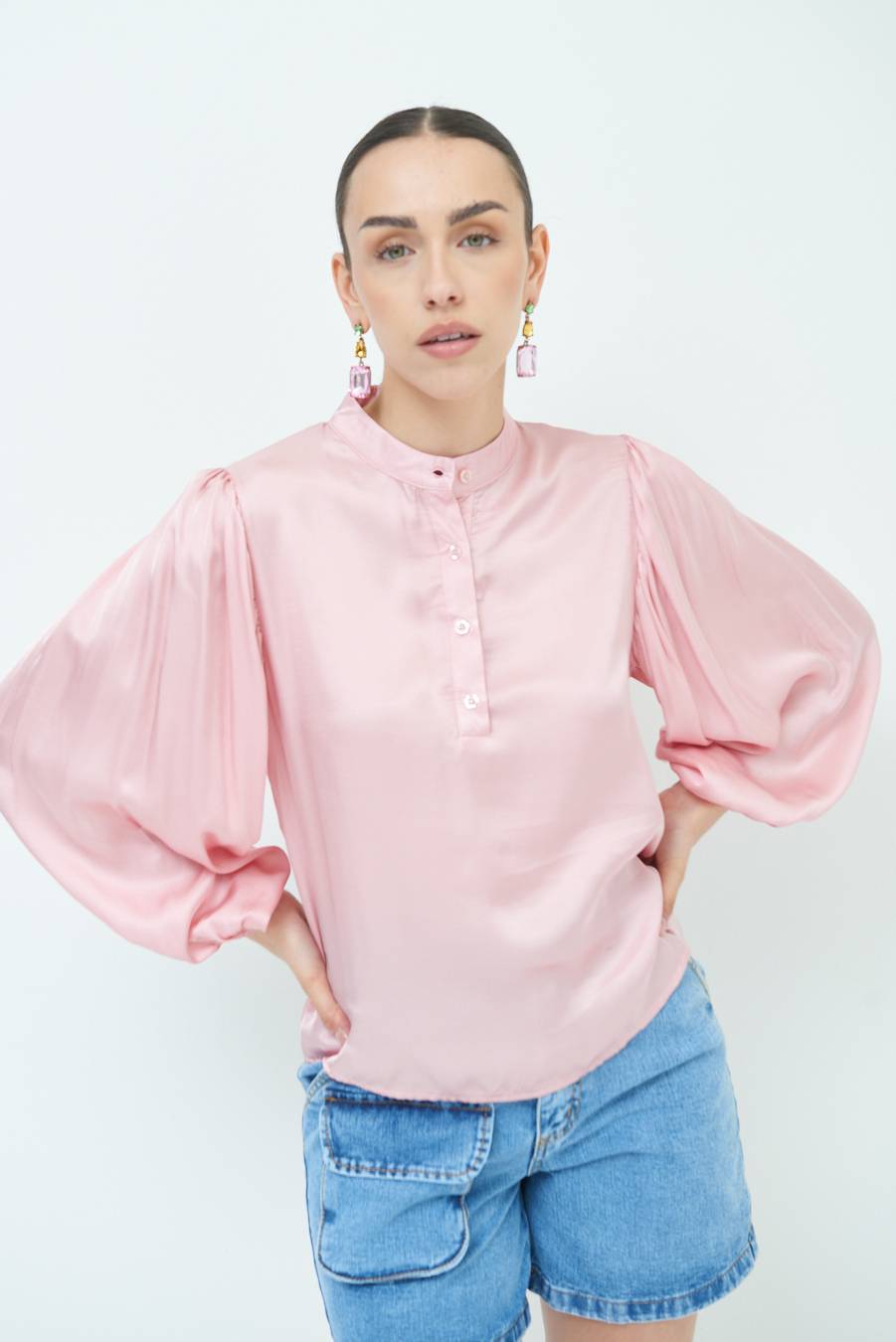 Kikisix CAMICIA POLO RASO VISCOSA ROSA