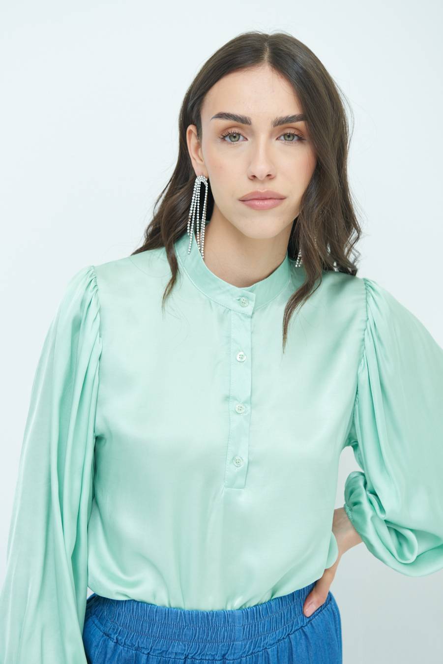 Kikisix CAMICIA POLO RASO VISCOSA VERDE