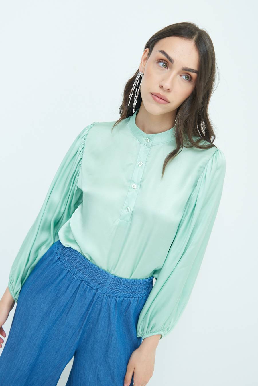 Kikisix CAMICIA POLO RASO VISCOSA VERDE