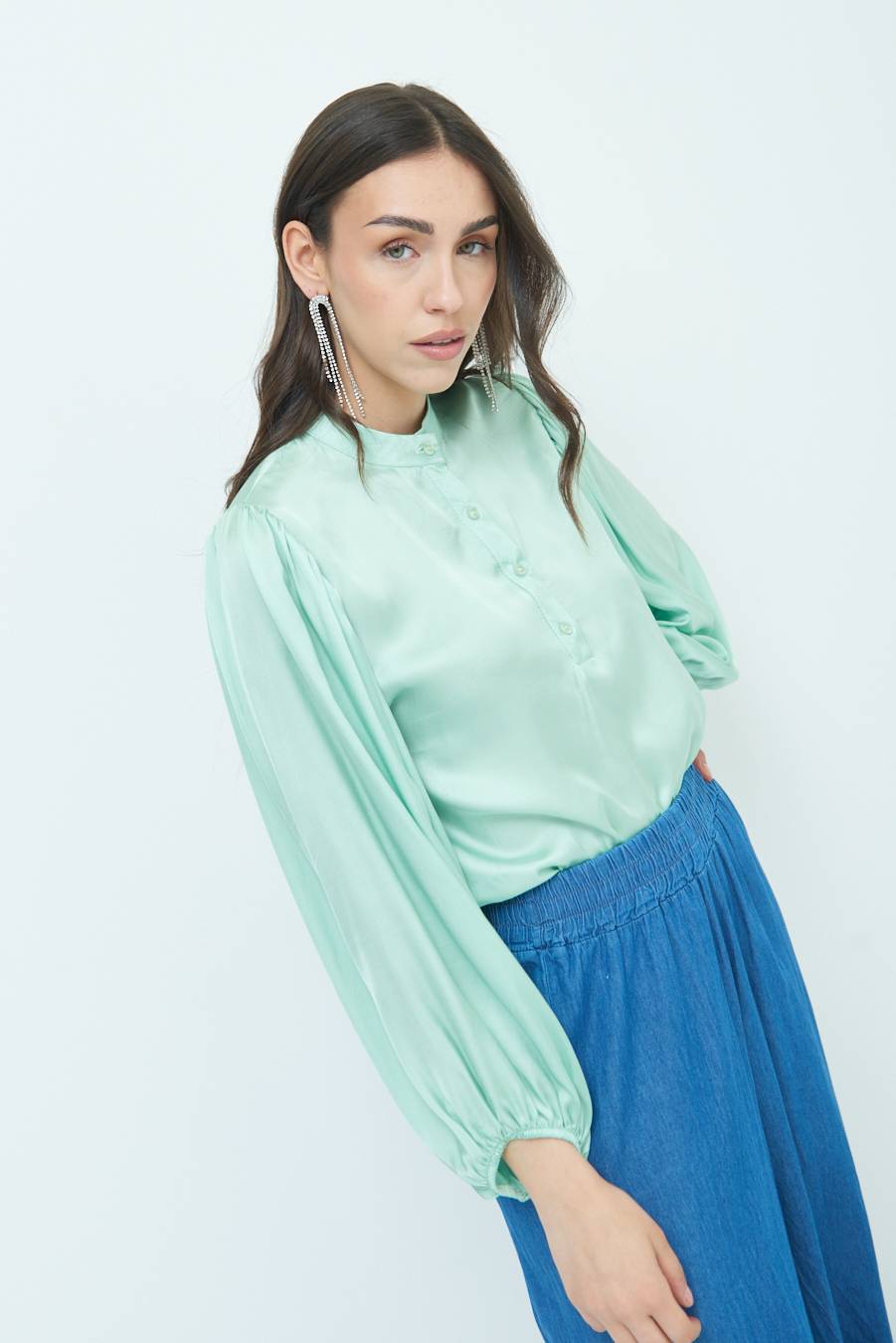 Kikisix CAMICIA POLO RASO VISCOSA VERDE