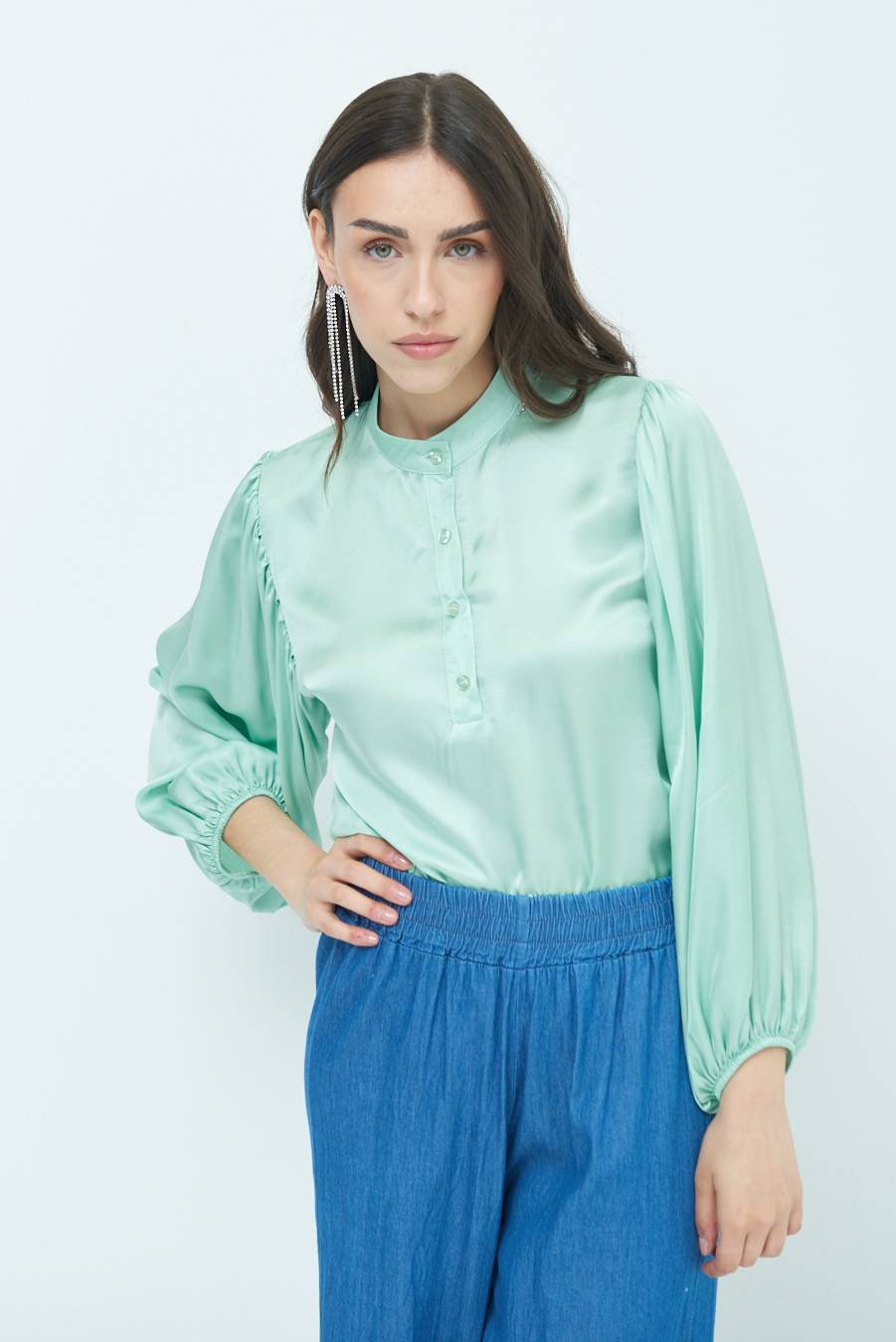 Kikisix CAMICIA POLO RASO VISCOSA VERDE