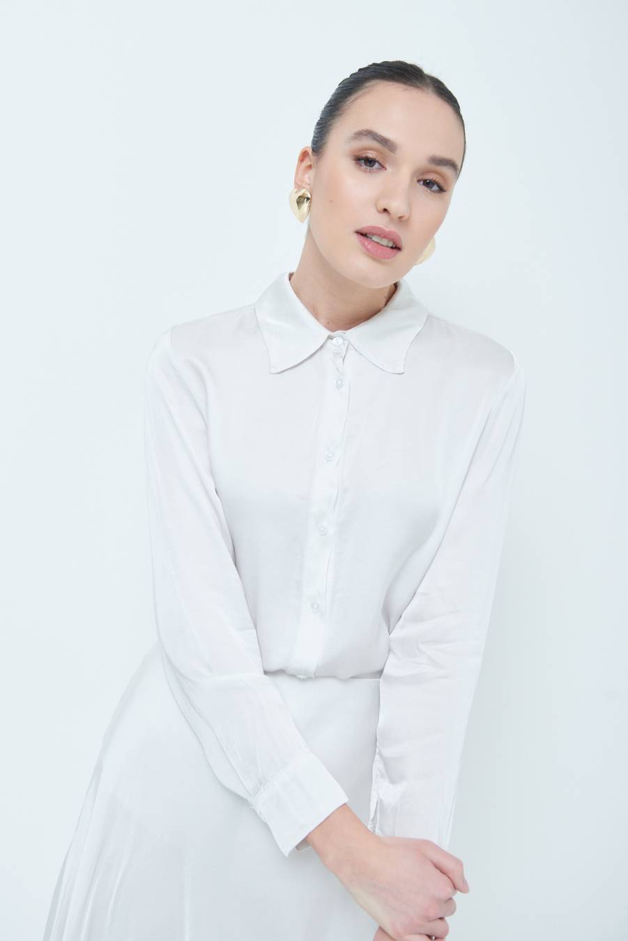 Kikisix CAMICIA RASO VISCOSA BEIGE