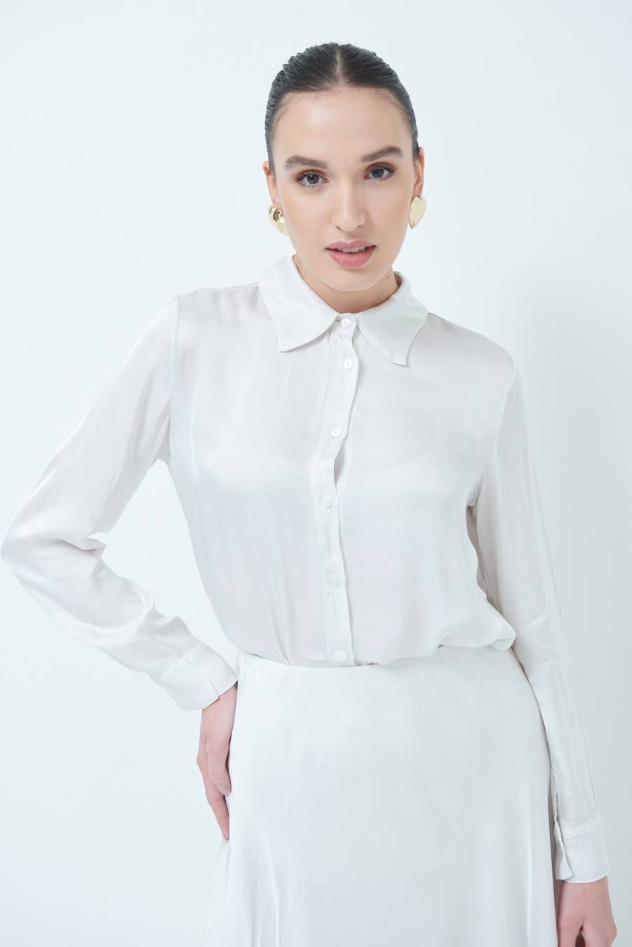 Kikisix CAMICIA RASO VISCOSA BEIGE