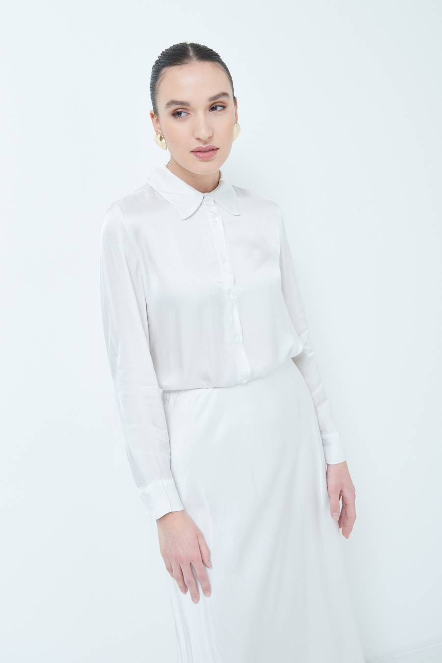 Kikisix CAMICIA RASO VISCOSA BEIGE