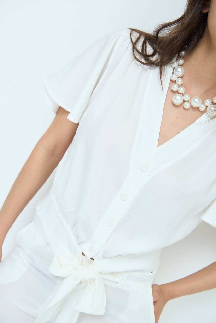 Kikisix CAMICIA SCOLLO AMPIO BIANCO