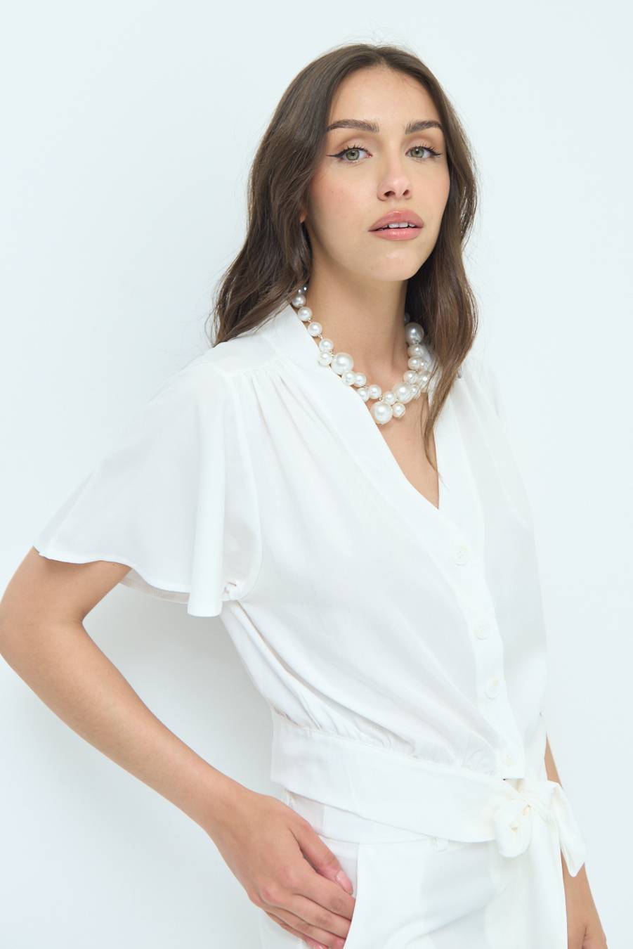 Kikisix CAMICIA SCOLLO AMPIO BIANCO