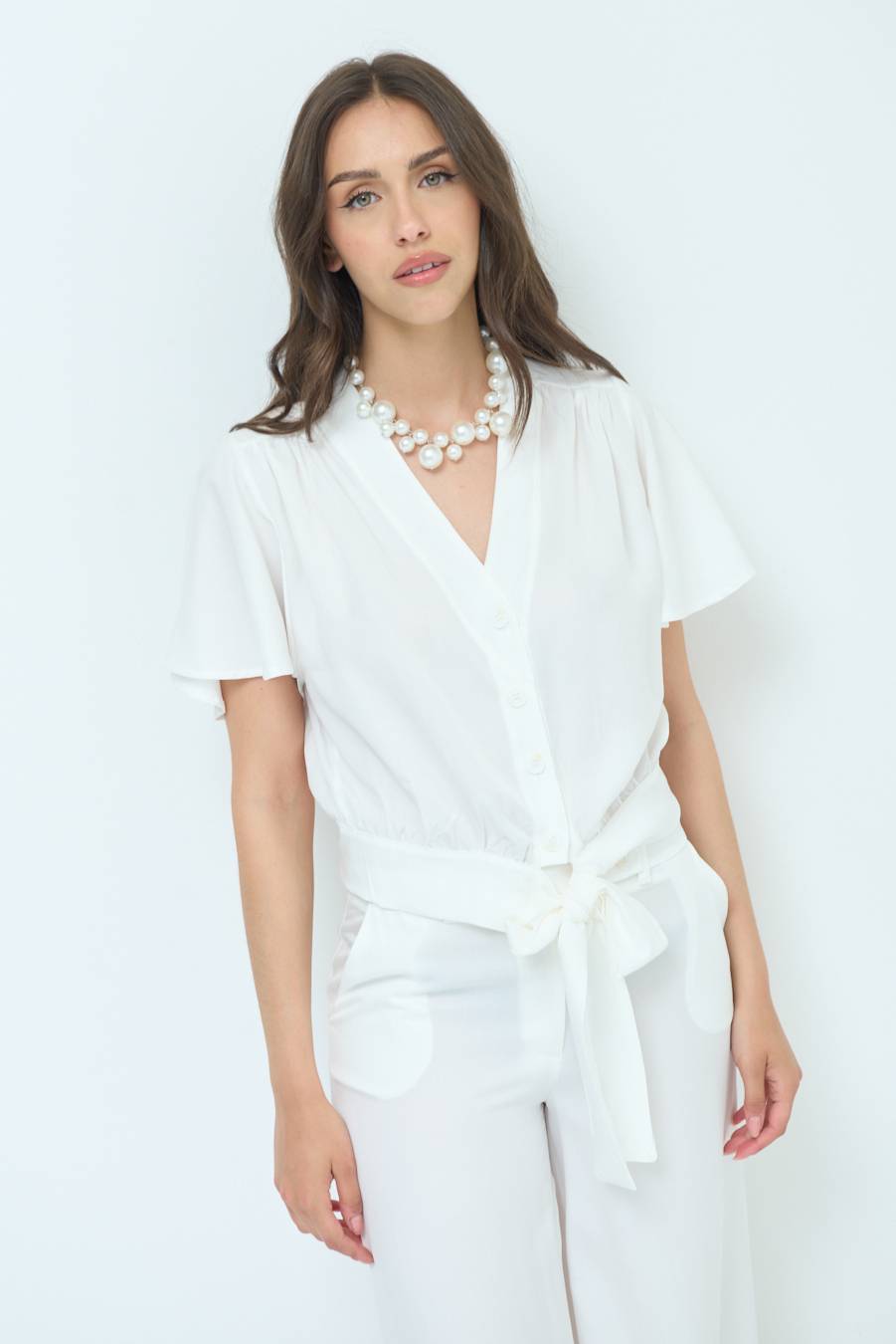 Kikisix CAMICIA SCOLLO AMPIO BIANCO