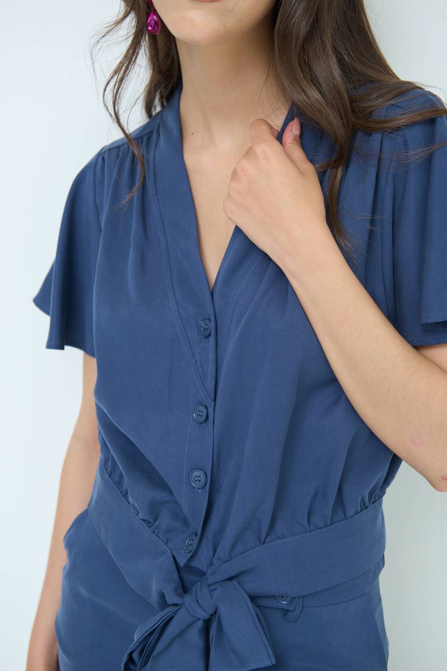 Kikisix CAMICIA SCOLLO AMPIO BLU