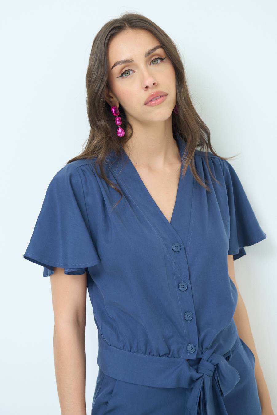 Kikisix CAMICIA SCOLLO AMPIO BLU
