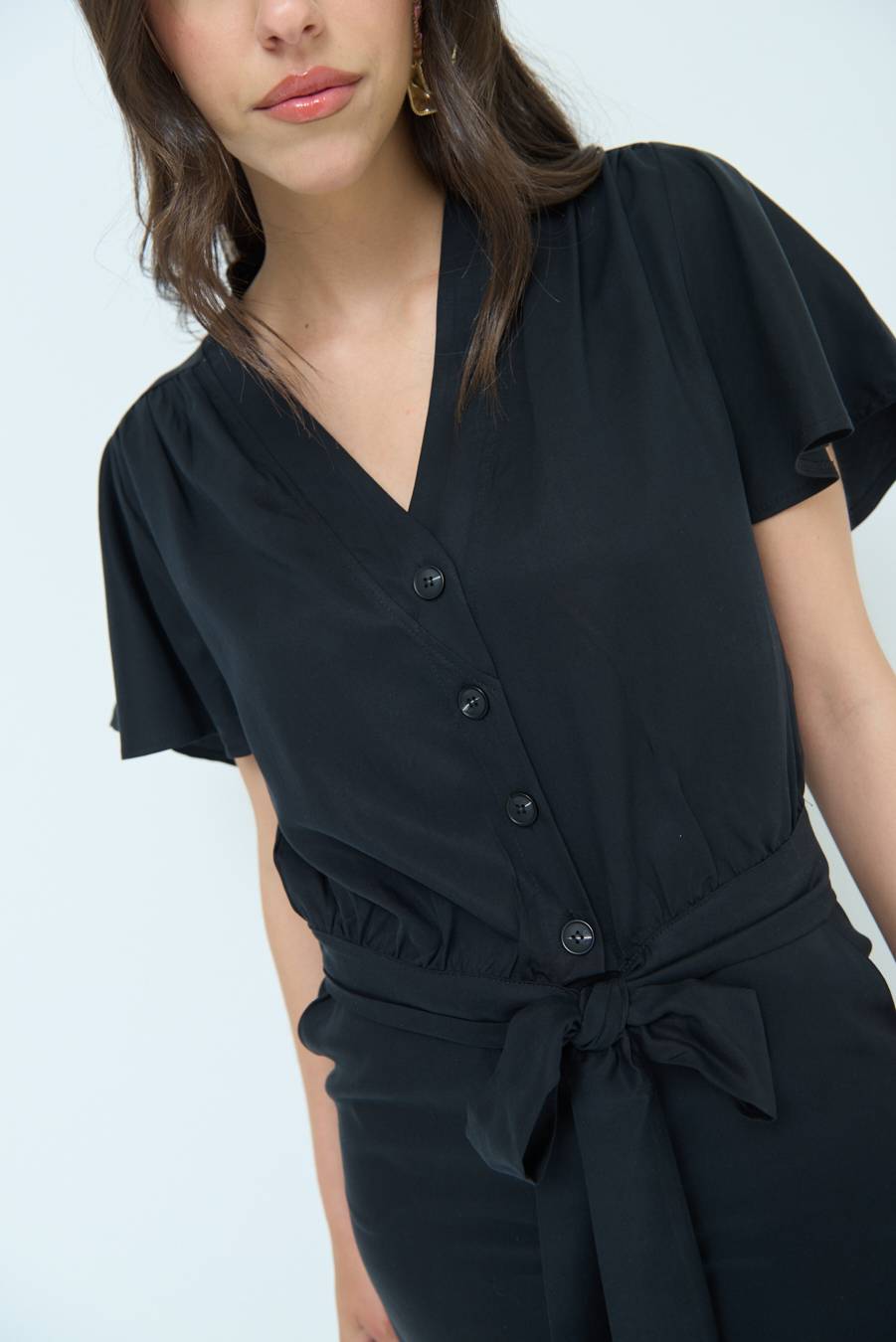 Kikisix CAMICIA SCOLLO AMPIO NERO