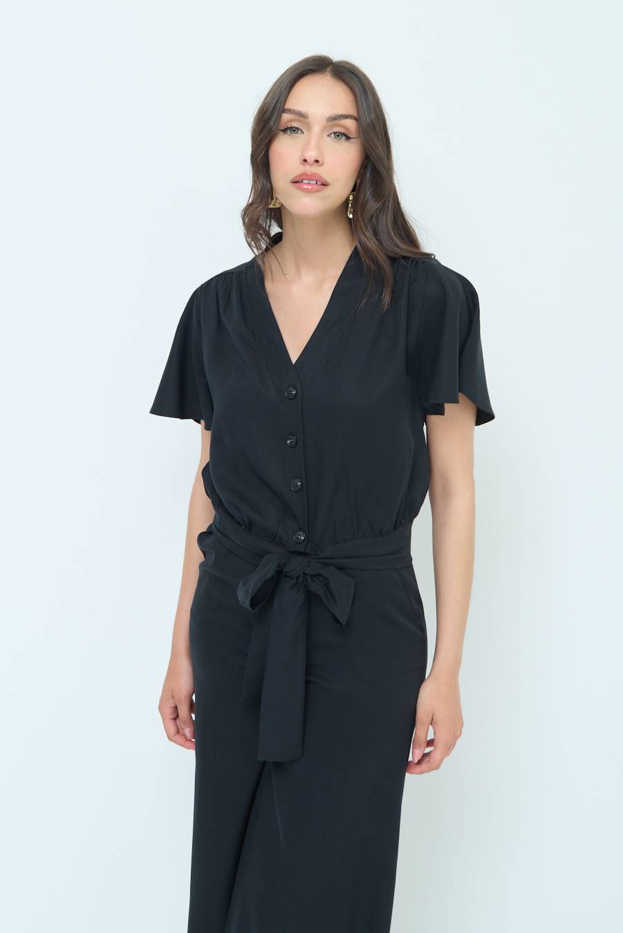 Kikisix CAMICIA SCOLLO AMPIO NERO