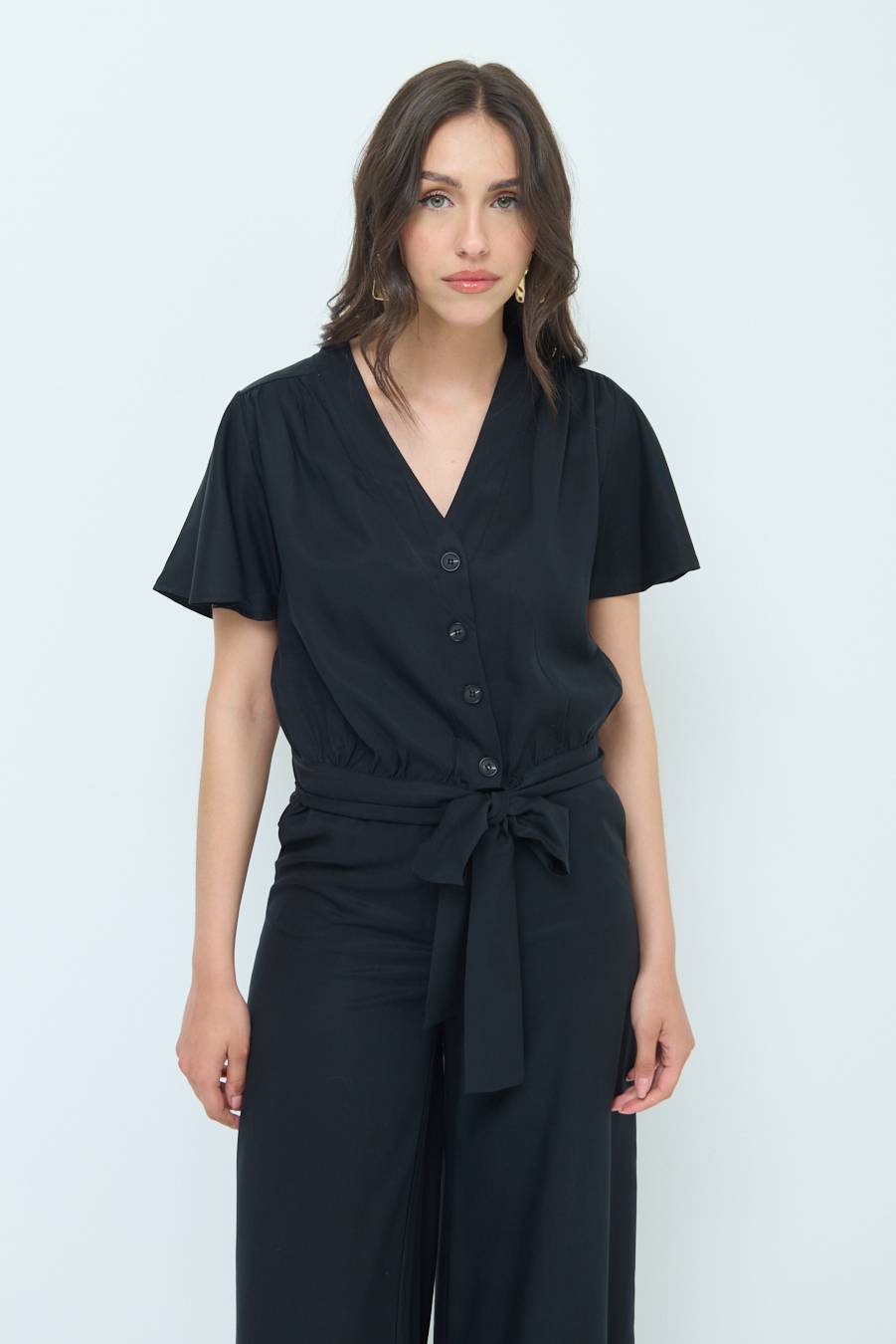 Kikisix CAMICIA SCOLLO AMPIO NERO