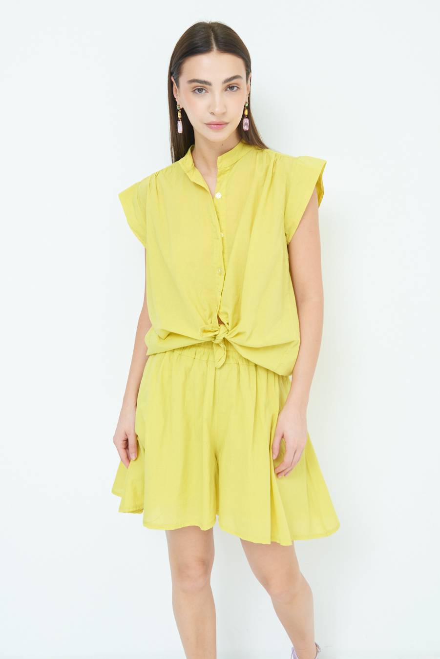 Kikisix CAMICIA SMANICATA CON NODO LIMONE