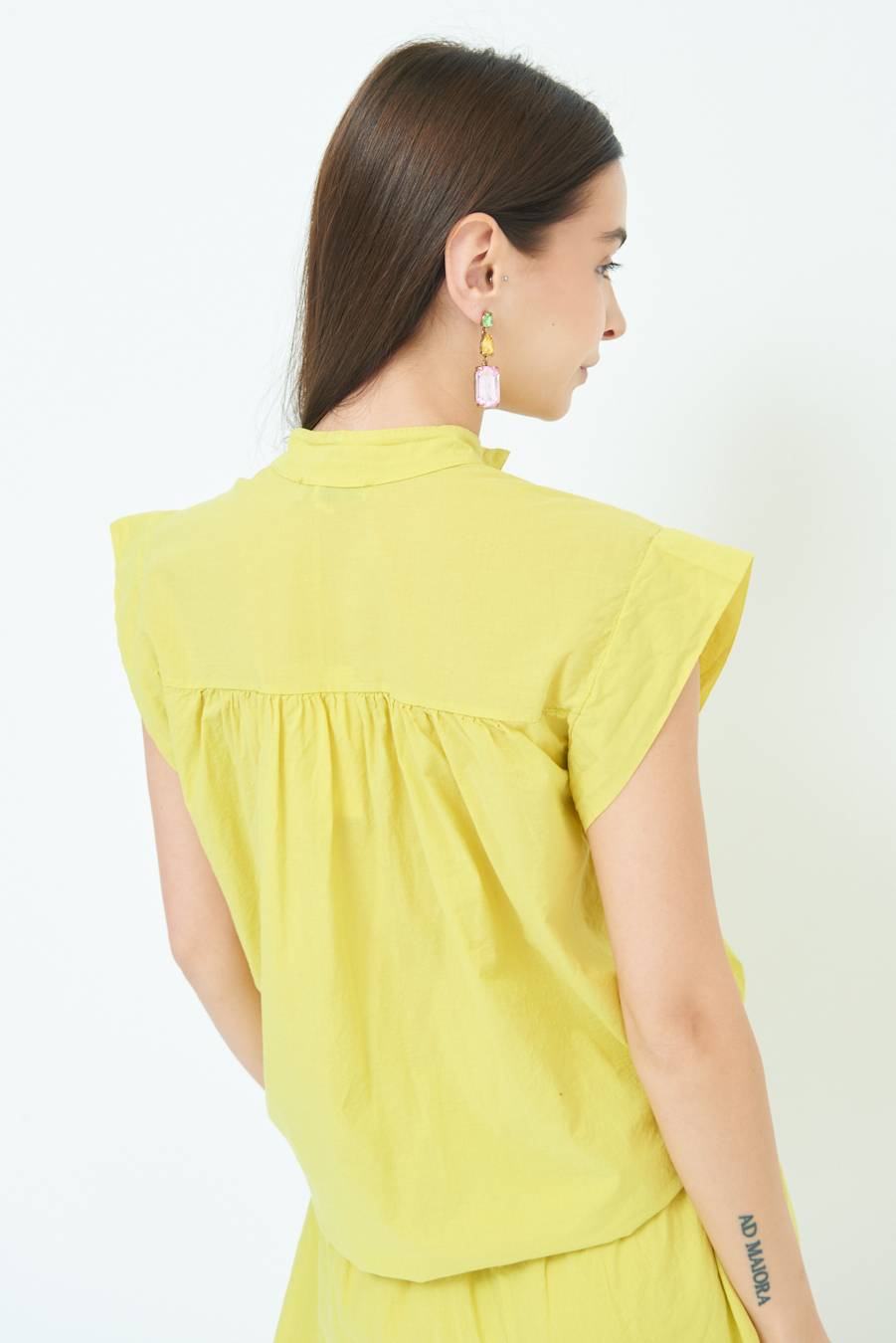 Kikisix CAMICIA SMANICATA CON NODO LIMONE