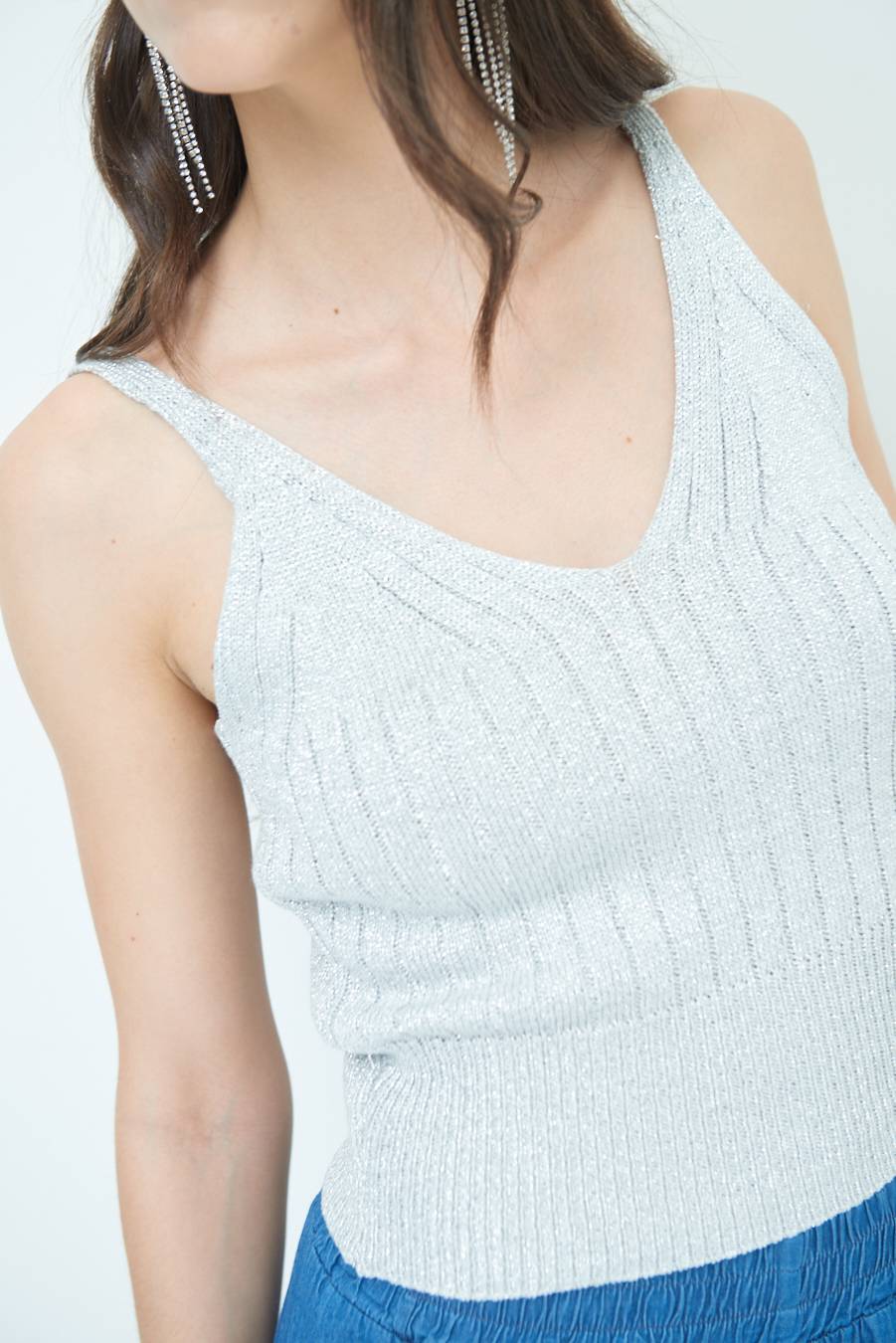 Kikisix CANOTTA LUREX CON COSTINA ARGENTO