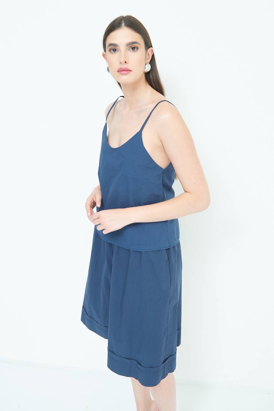 Kikisix CANOTTA SVASATA POPELINE BLU