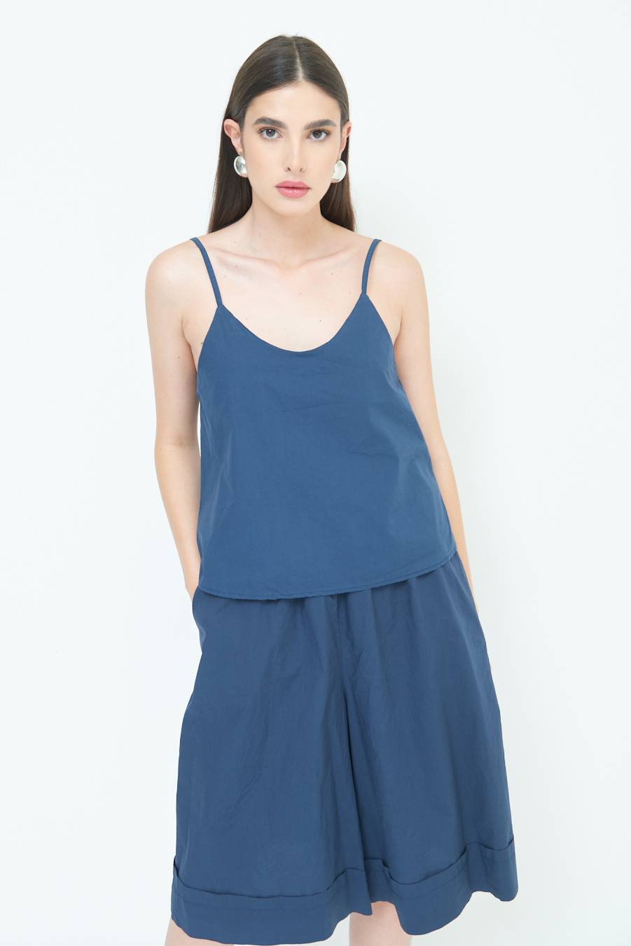 Kikisix CANOTTA SVASATA POPELINE BLU