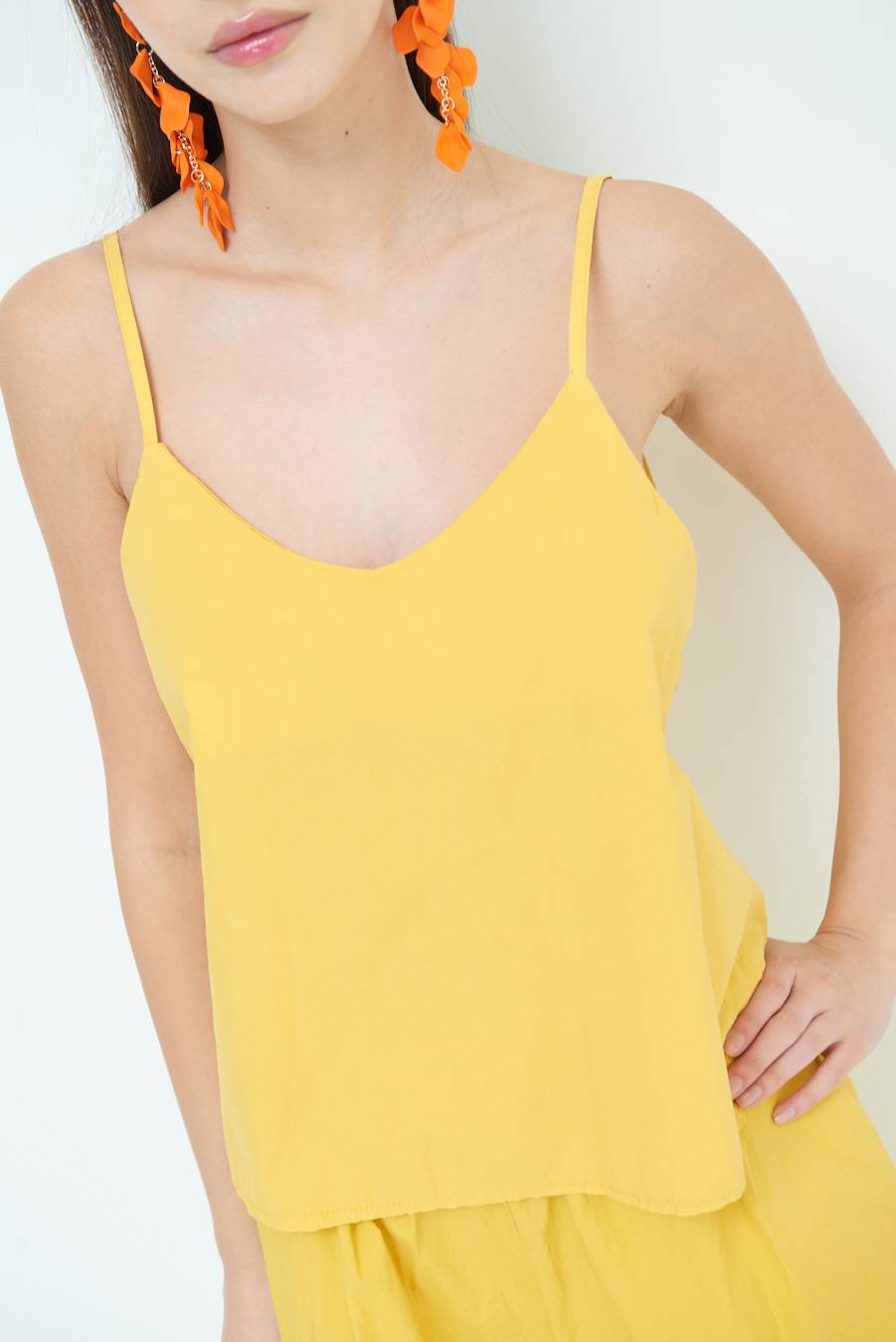 Kikisix CANOTTA SVASATA POPELINE SENAPE