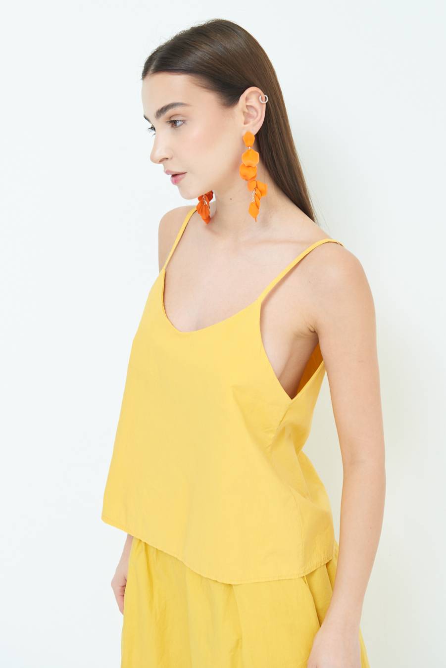 Kikisix CANOTTA SVASATA POPELINE SENAPE