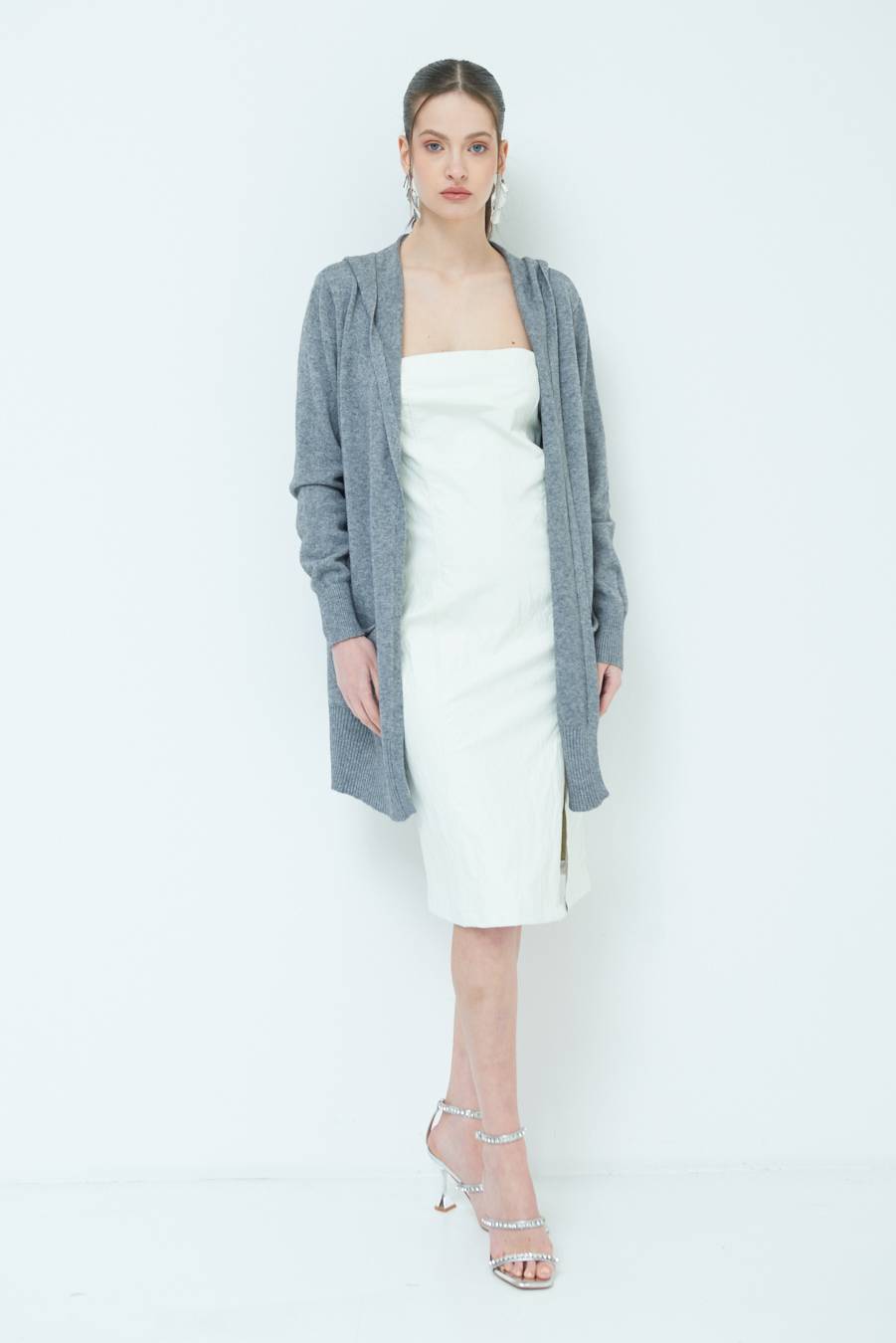 Kikisix CARDIGAN CON DUE TASCHE GRIGIO