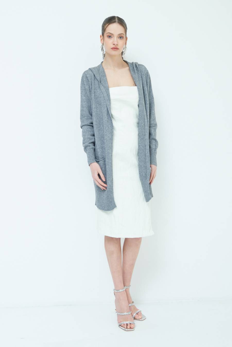 Kikisix CARDIGAN CON DUE TASCHE GRIGIO