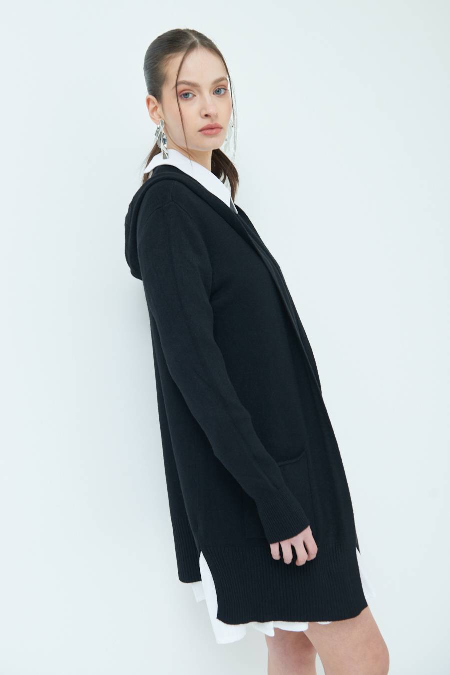 Kikisix CARDIGAN CON DUE TASCHE NERO