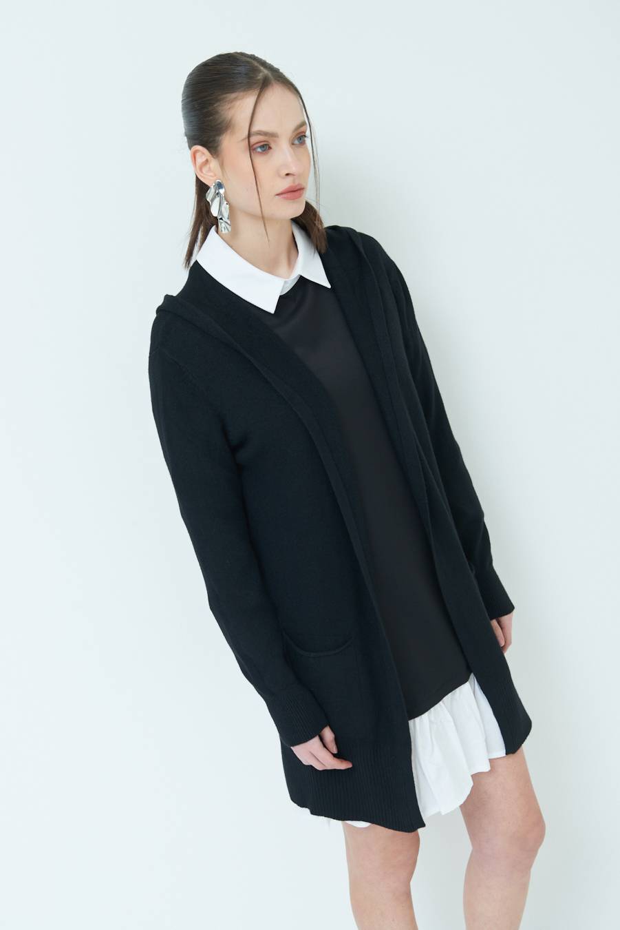 Kikisix CARDIGAN CON DUE TASCHE NERO