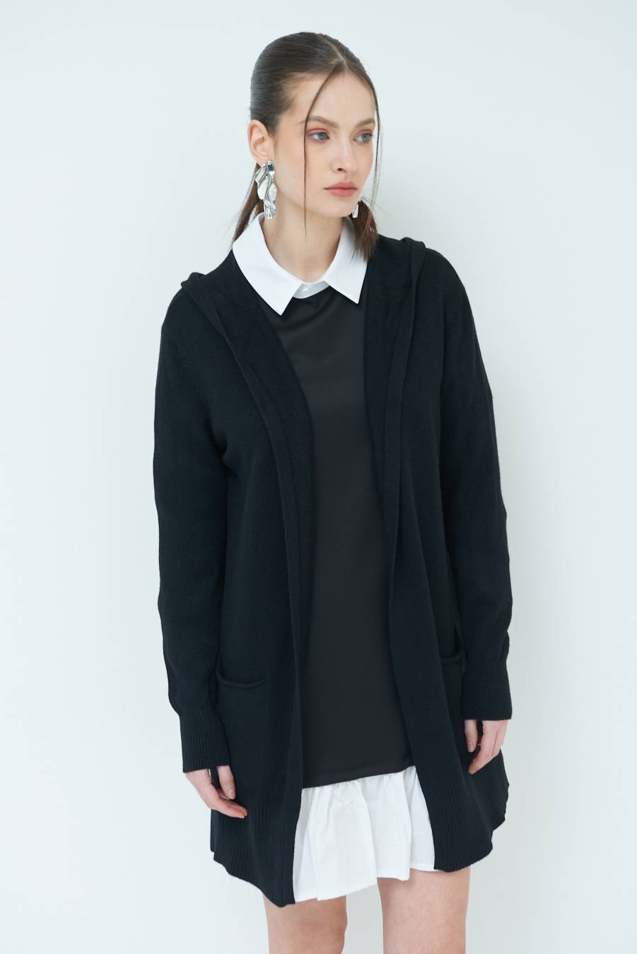 Kikisix CARDIGAN CON DUE TASCHE NERO